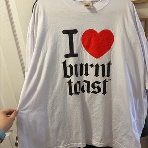 I Heart Burnt Toast Graphic Tee - White with Red Heart